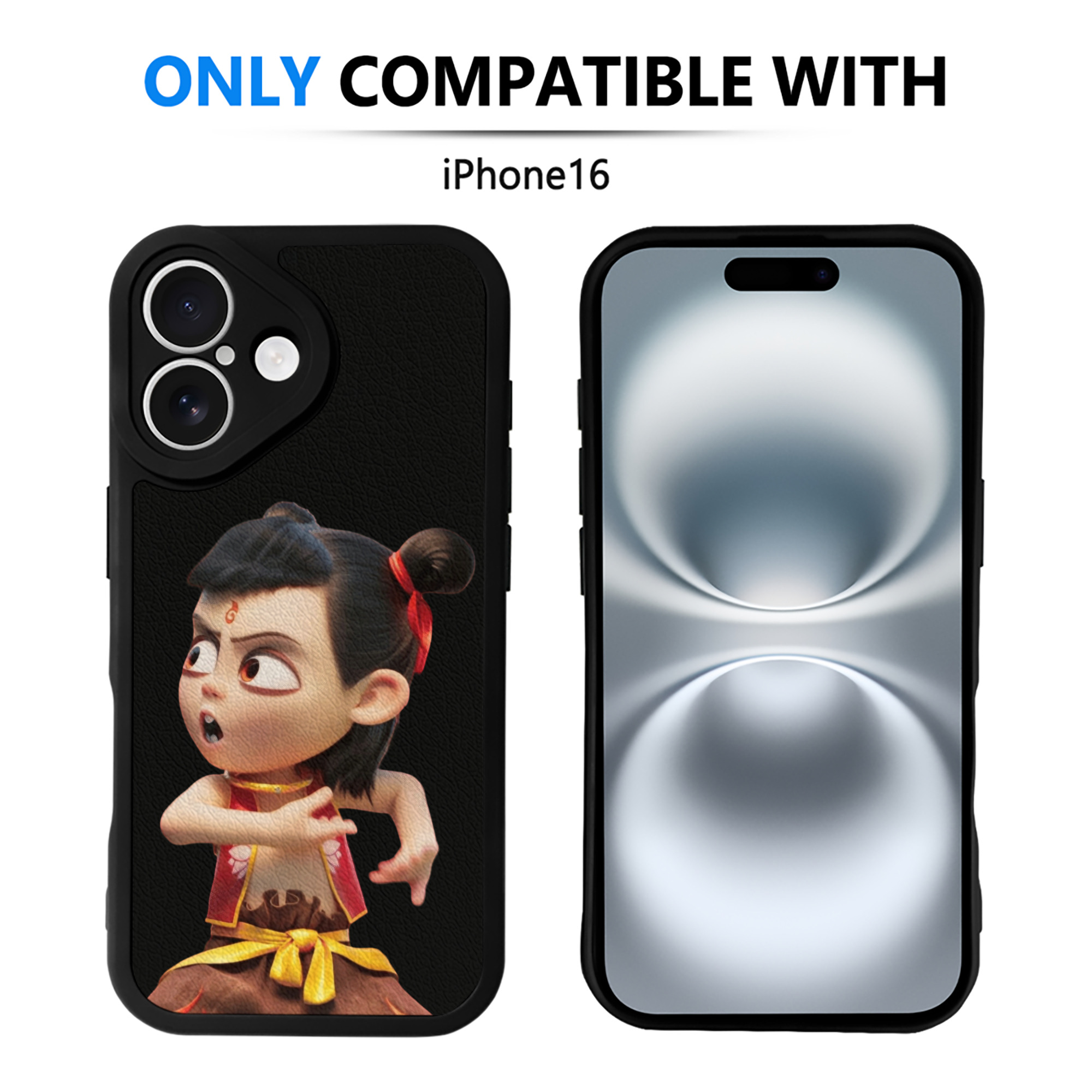 （画像用） Ne Zha 2 ナタ 魔童の大暴れ 【iPhone 16シリーズ対応】シリコンスマホケース（レザー調） 材質：シリコン